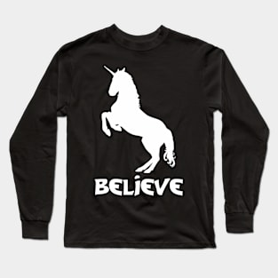 Believe in a White Unicorn Long Sleeve T-Shirt